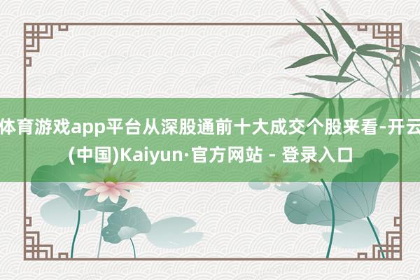 体育游戏app平台 从深股通前十大成交个股来看-开云(中国)Kaiyun·官方网站 - 登录入口