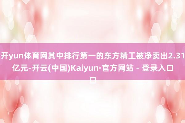 开yun体育网其中排行第一的东方精工被净卖出2.31亿元-开云(中国)Kaiyun·官方网站 - 登录入口
